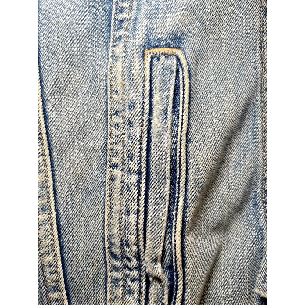 ABLE Distressed Denim Jacket Medium Light Wash Trucker Lyocell Blend - Picture 8 of 13